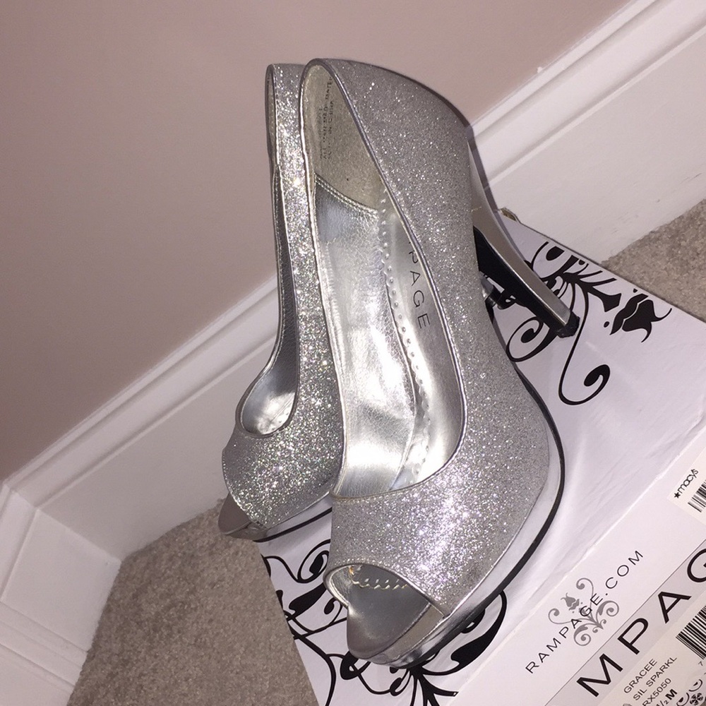 Rampage Silver Sparkle Heels